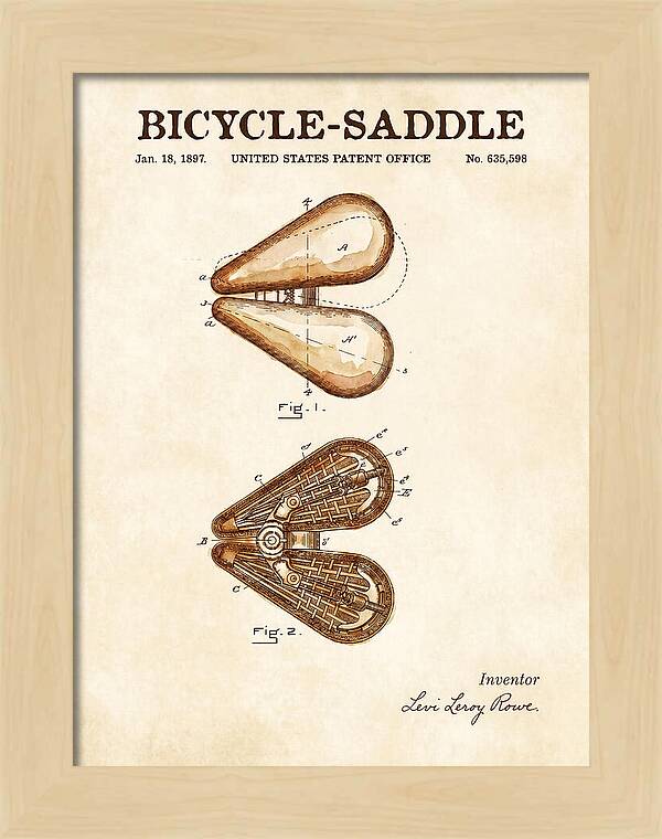 Bicycle Saddle Watercolor Patent Us635598a
