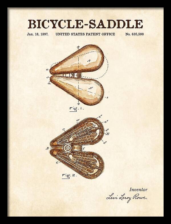 Bicycle Saddle Watercolor Patent Us635598a