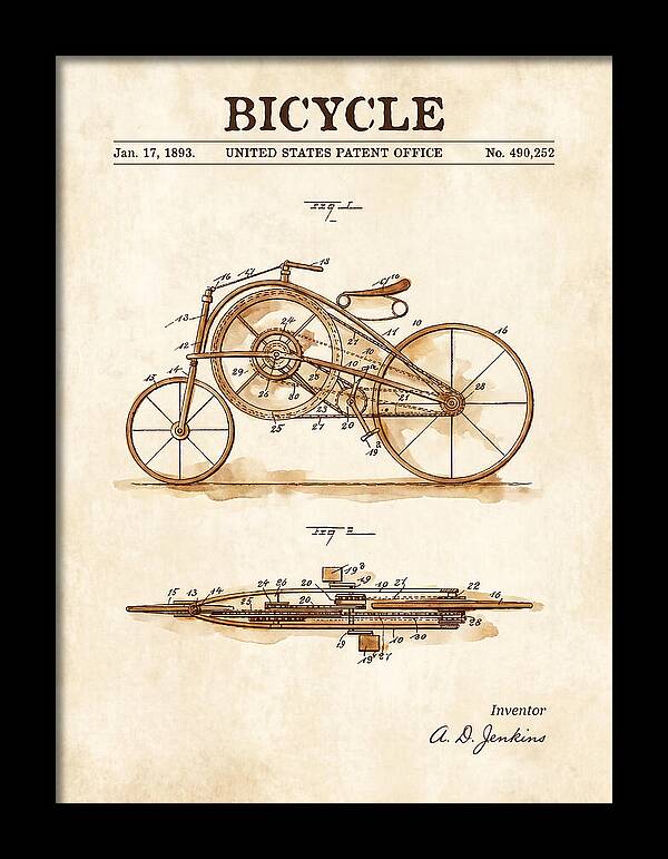 Bicycle Watercolor Patent Us490252a