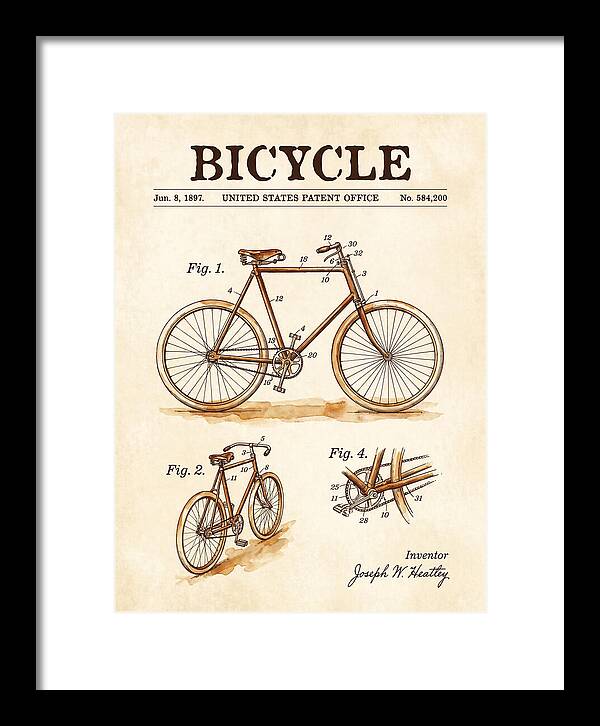 Bicycle Watercolor Patent Us584200a