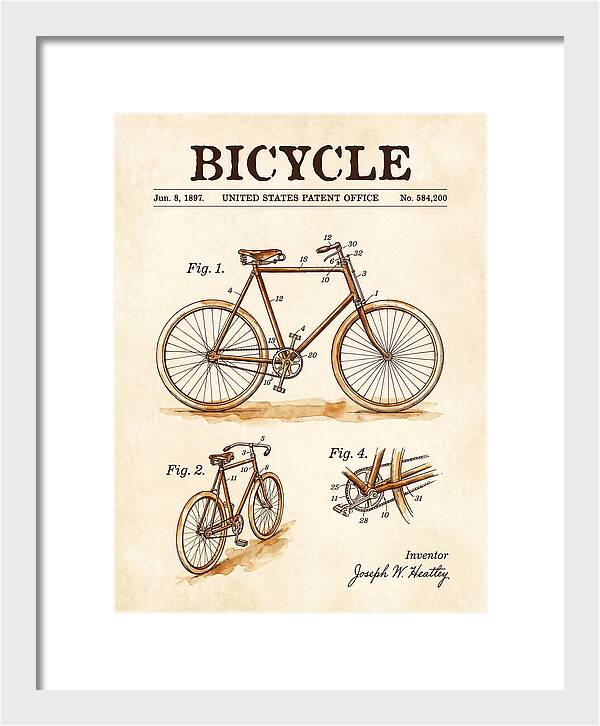 Bicycle Watercolor Patent Us584200a