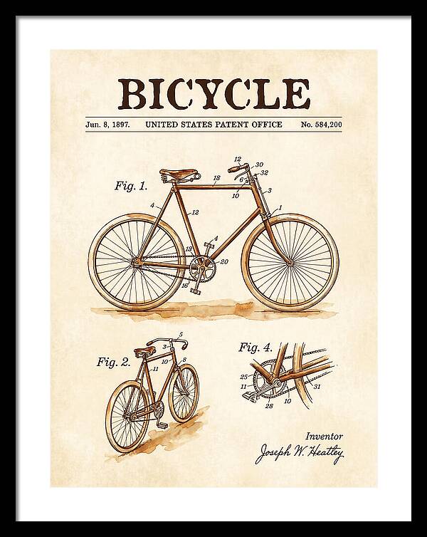 Bicycle Watercolor Patent Us584200a