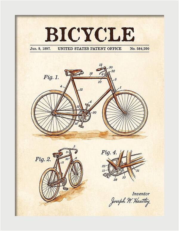 Bicycle Watercolor Patent Us584200a