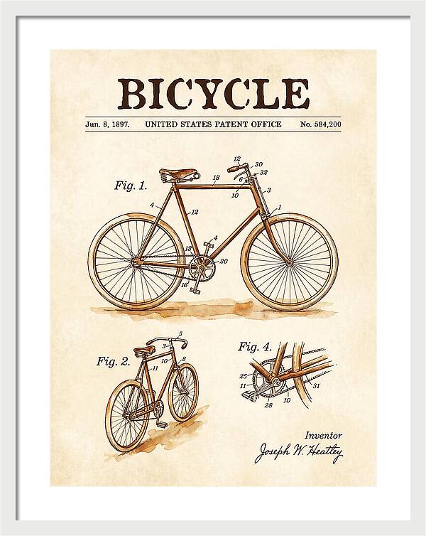 Bicycle Watercolor Patent Us584200a