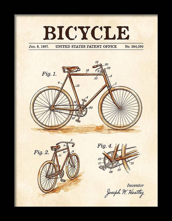 Bicycle Watercolor Patent Us584200a