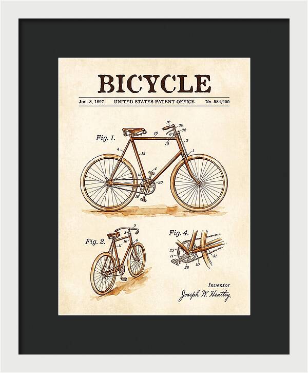 Bicycle Watercolor Patent Us584200a