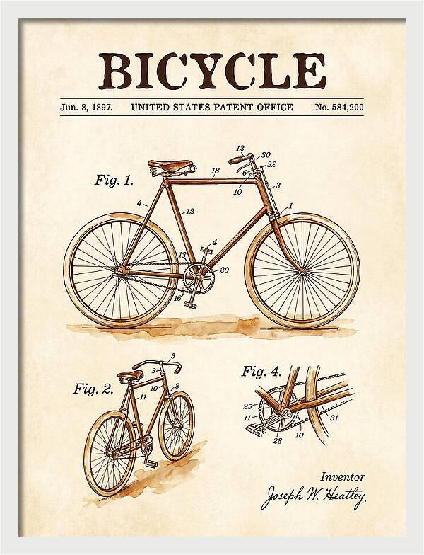 Bicycle Watercolor Patent Us584200a