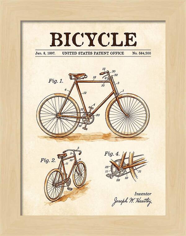 Bicycle Watercolor Patent Us584200a