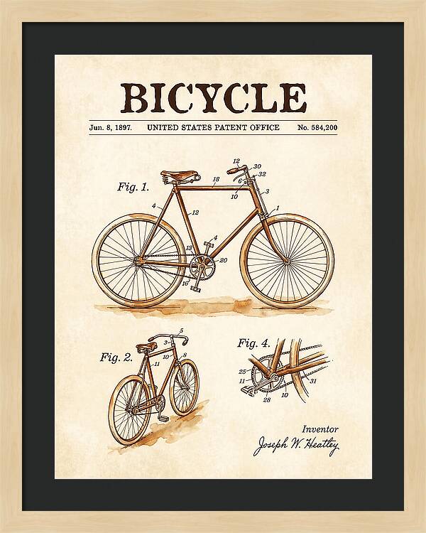 Bicycle Watercolor Patent Us584200a