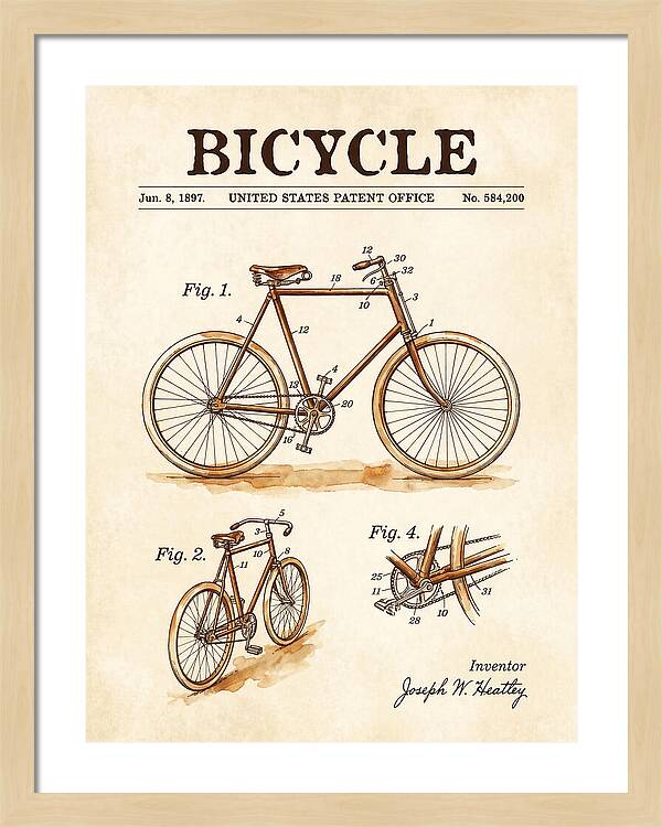 Bicycle Watercolor Patent Us584200a