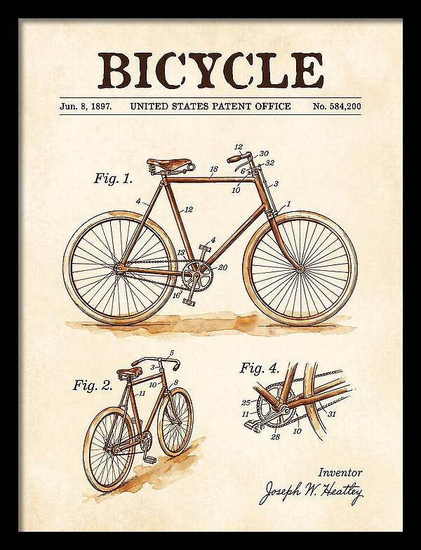 Bicycle Watercolor Patent Us584200a