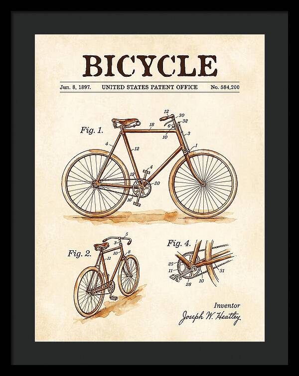 Bicycle Watercolor Patent Us584200a