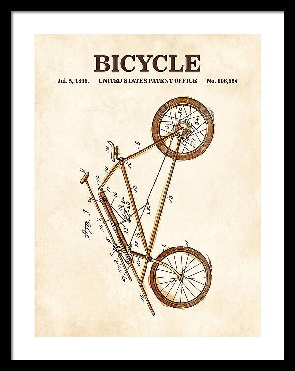 Bicycle Watercolor Patent Us606854a