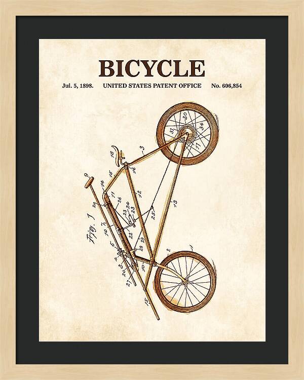 Bicycle Watercolor Patent Us606854a