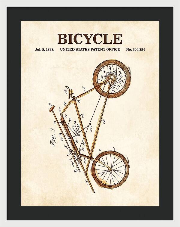 Bicycle Watercolor Patent Us606854a