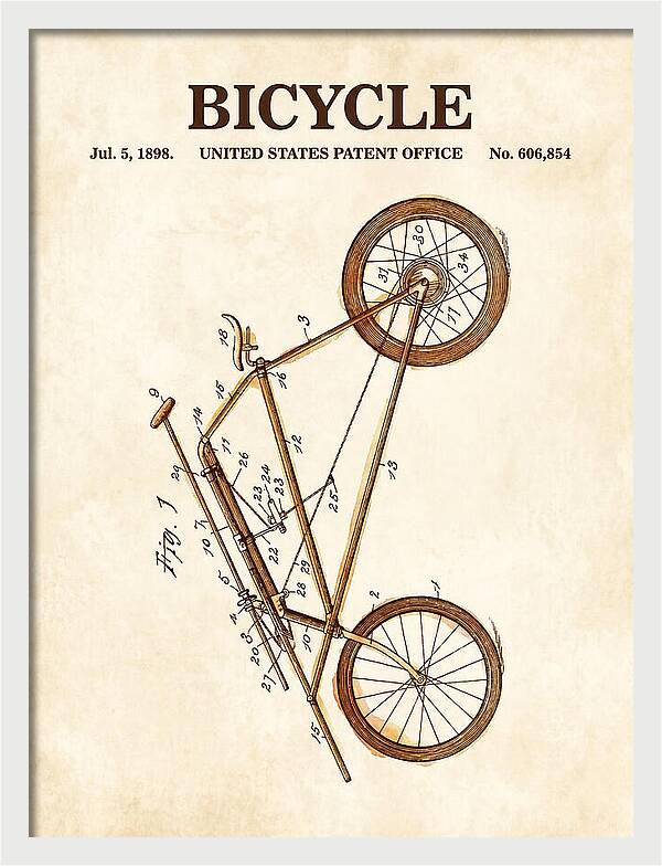 Bicycle Watercolor Patent Us606854a