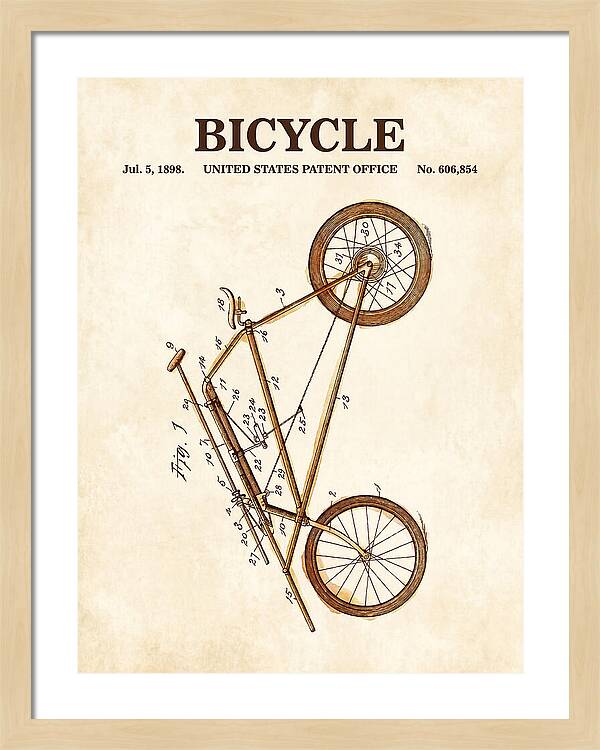 Bicycle Watercolor Patent Us606854a