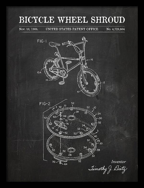 Bicycle Wheel Shroud Chalkboard Patent Us4729604a