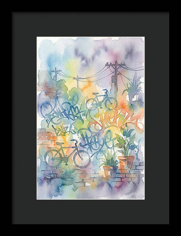 Bicycles And Graffiti In Watercolor