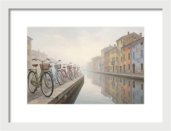 Bicycles By The Misty Canal
