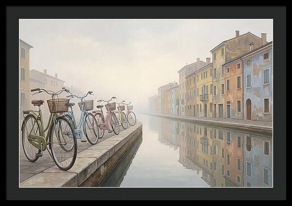 Bicycles By The Misty Canal