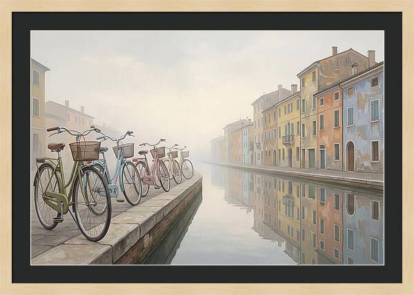 Bicycles By The Misty Canal