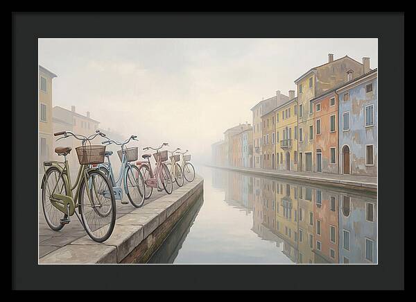 Bicycles By The Misty Canal