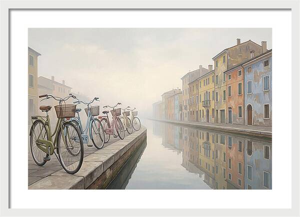 Bicycles By The Misty Canal