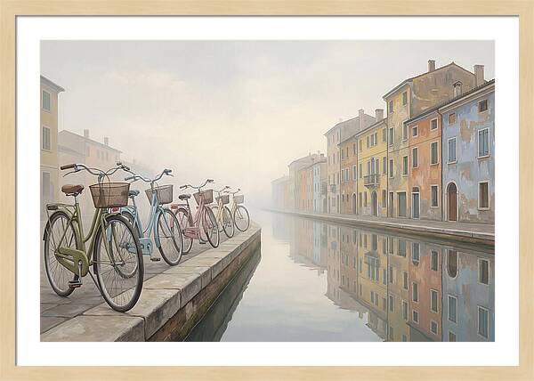 Bicycles By The Misty Canal