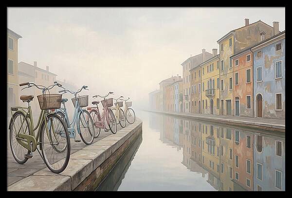 Bicycles By The Misty Canal