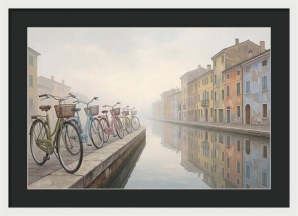 Bicycles By The Misty Canal