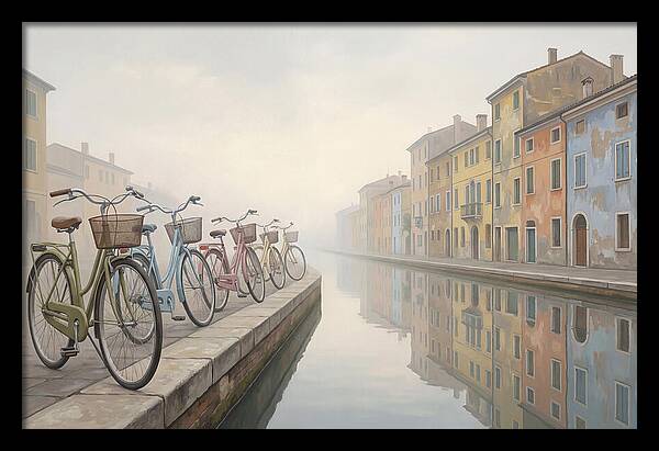 Bicycles By The Misty Canal