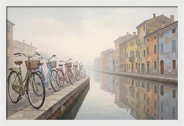 Bicycles By The Misty Canal