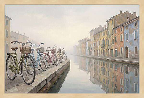 Bicycles By The Misty Canal