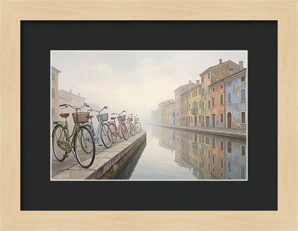 Bicycles By The Misty Canal