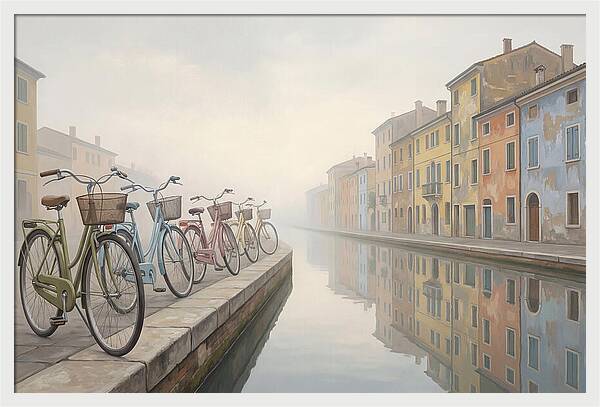 Bicycles By The Misty Canal