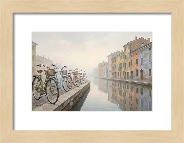 Bicycles By The Misty Canal