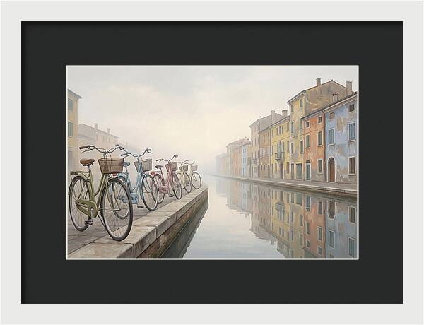 Bicycles By The Misty Canal
