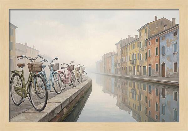 Bicycles By The Misty Canal
