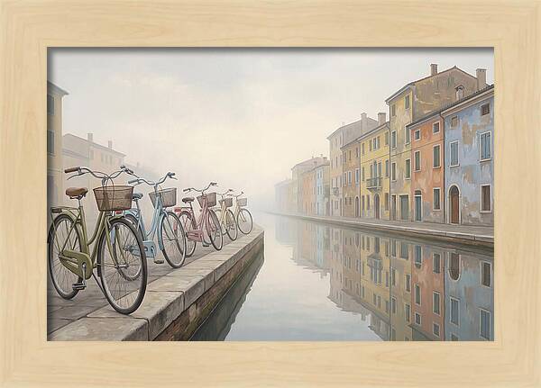 Bicycles By The Misty Canal