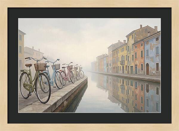 Bicycles By The Misty Canal