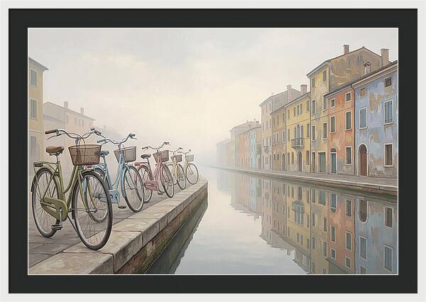 Bicycles By The Misty Canal