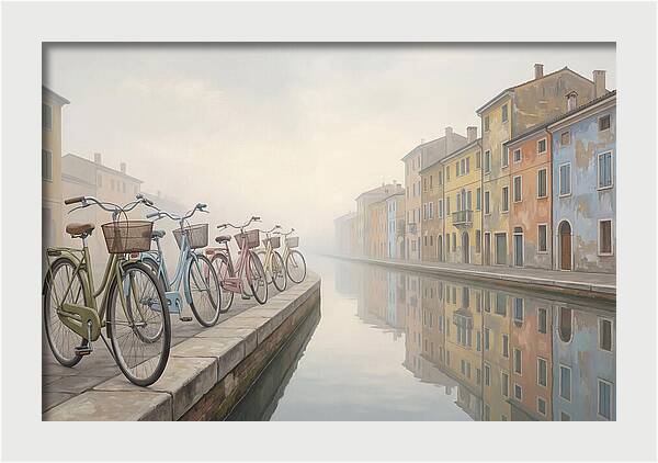 Bicycles By The Misty Canal
