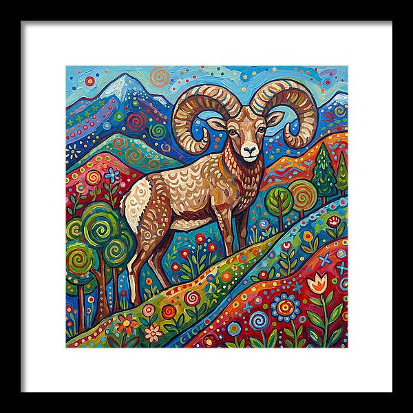 Bighorn Sheep In Vibrant Landscape