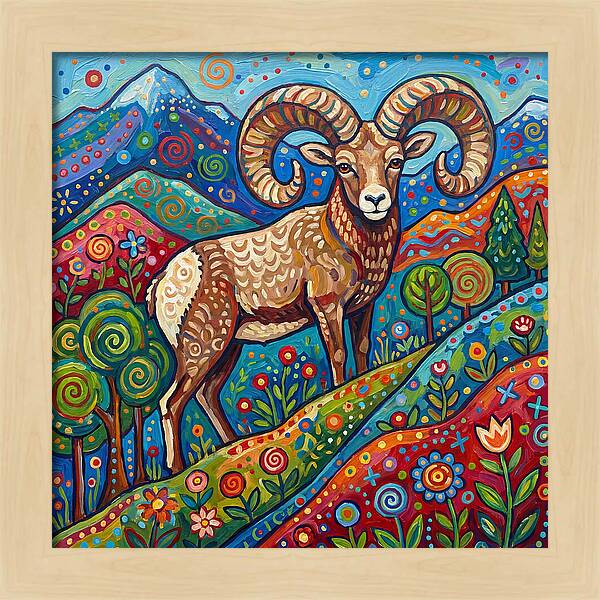 Bighorn Sheep In Vibrant Landscape