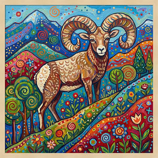 Bighorn Sheep In Vibrant Landscape