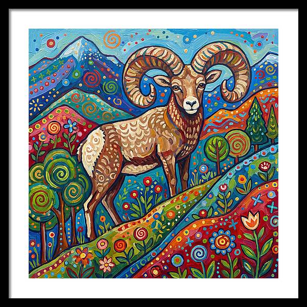 Bighorn Sheep In Vibrant Landscape