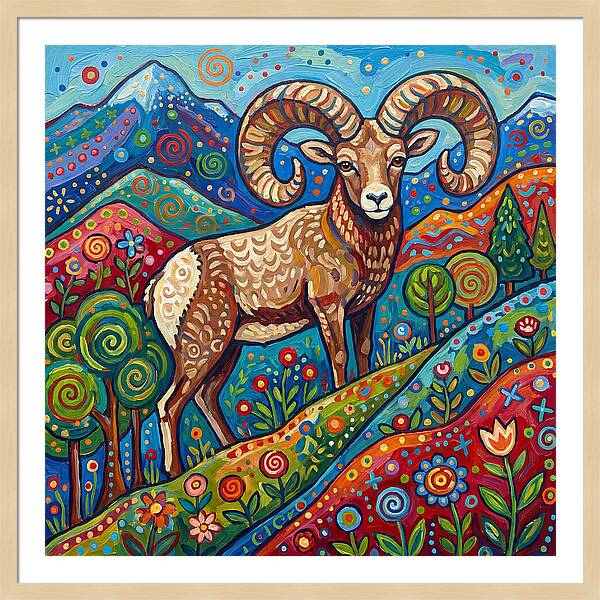 Bighorn Sheep In Vibrant Landscape