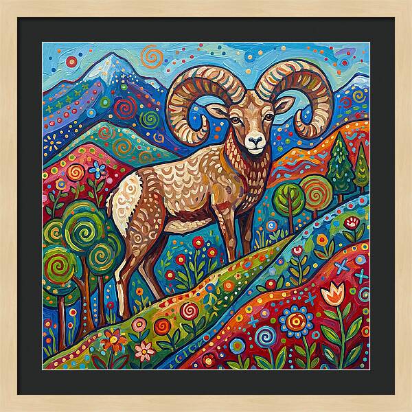 Bighorn Sheep In Vibrant Landscape