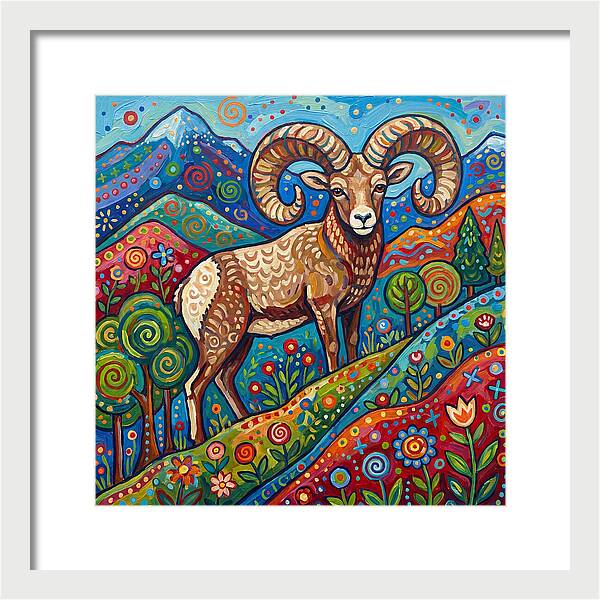 Bighorn Sheep In Vibrant Landscape